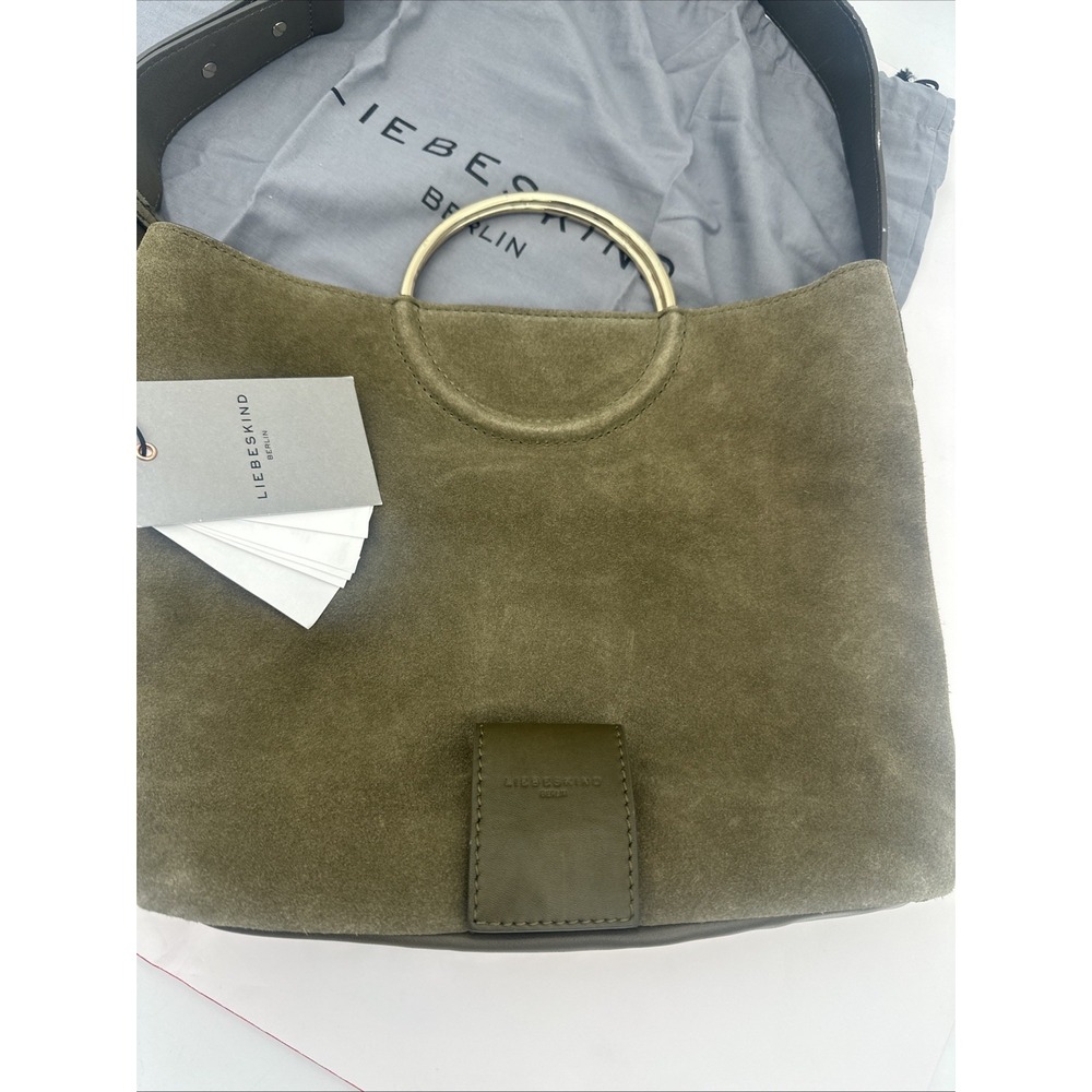 LIEBESKIND Berlin Ravenna Ring bag Dark Olive Green Suede Anthropologie NWT - Picture 2 of 11